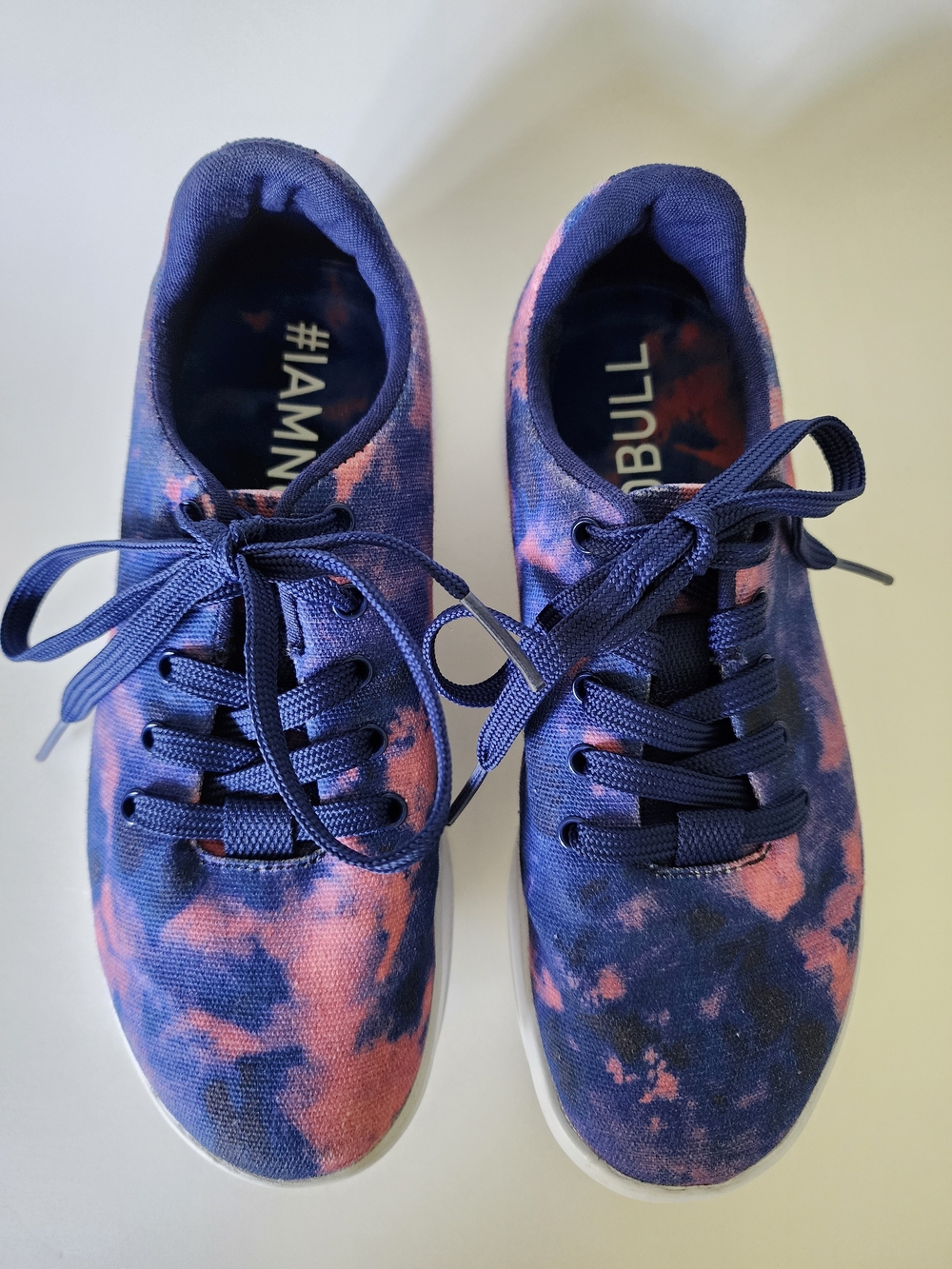 NOBULL Navy and Pink Tie-Dye Canvas Athletic Shoes